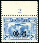 Stamp of Australia » Commonwealth of Australia 1931 3d. blue, overpinted "OS" type O4, from the top