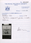 Stamp of Australia » Commonwealth of Australia 1931 3d. blue, overpinted "OS" type O4, from the top