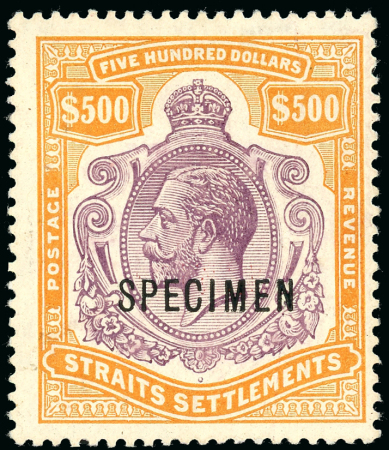 Stamp of Malaysia » Straits Settlements 1912-23 $500 purple and orange-brown, watermark MCA,