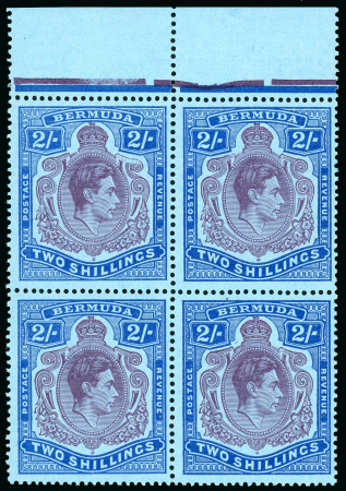 Stamp of Bermuda 1938-53 2/- purple and deep blue on pale blue, marginal