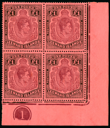 Stamp of Leeward Islands 1942 (Oct) £1 purple and black on deep carmine-red