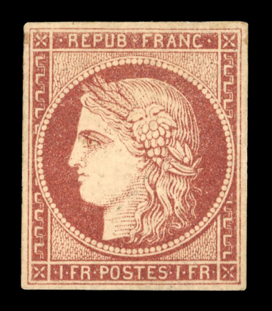 Stamp of France » Type Cérès de 1849-1850 1849, n°6B Cérès 1fr carmin brun neuf avec gomme non