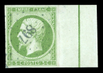 Stamp of France » Empire 1853-1862 1854, n°12d Napoléon non dentelé 5c vert oblitéré avec