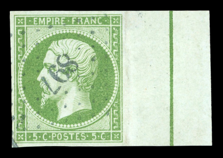 Stamp of France » Empire 1853-1862 1854, n°12d Napoléon non dentelé 5c vert oblitéré avec