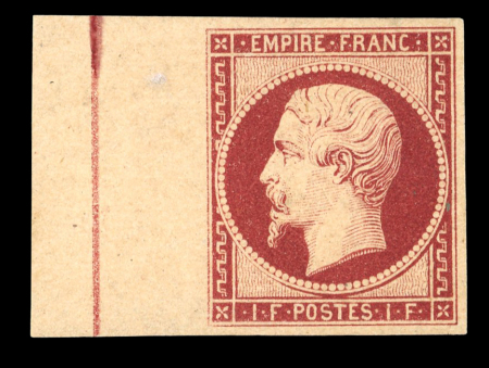 Stamp of France » Empire 1853-1862 1854, n°18c Napoléon non dentelé 1fr carmin avec FILET