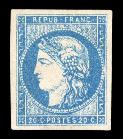 Stamp of France » Emission de Bordeaux 1870 1870, n°44Bb Bordeaux 20c Report I type II BLEU CLAIR
