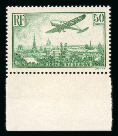 Stamp of France » Poste Aérienne 1936, PA n°14 50fr vert avion survolant Paris  neuf**