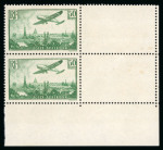 Stamp of France » Poste Aérienne 1936, PA n°14 50fr vert avion survolant Paris  neuf**
