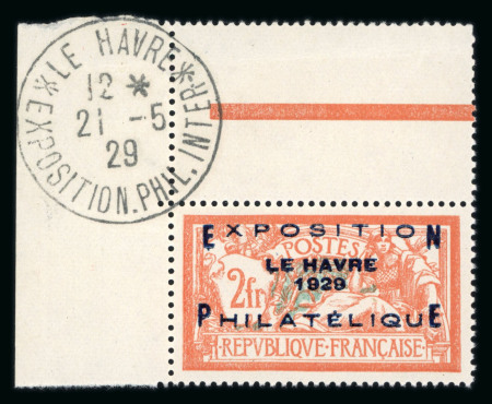 Stamp of France » Émissions à partir de 1900 1929, n°257A 2fr Merson surchargé Exposition philatélique