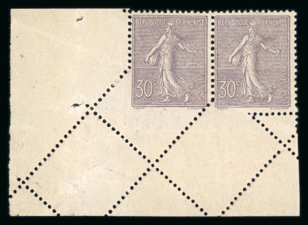 Stamp of France » Émissions à partir de 1900 1903, n°133 Semeuse fond ligné 30c violet en paire
