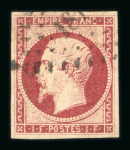 Stamp of France » Empire 1853-1862 1864, n°18 Napoléon non dentelé 1fr carmin oblitéré