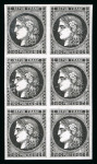 Stamp of France » Emission de Bordeaux 1870 1870, n°43 10c Bordeaux ESSAIS EN NOIR bloc de 6 neuf(*)