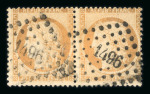 Stamp of France » Siège de Paris 1870 1870, n°38 Siège de Paris 40c orange PAIRE DE 4 RETOUCHÉS