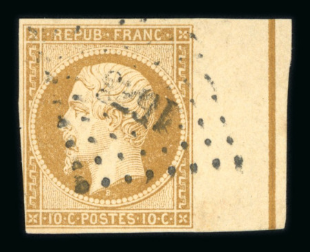 Stamp of France » Présidence de 1852 1852, n°9b Napoléon non dentelé 10c république FILET