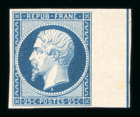 Stamp of France » Présidence de 1852 1852, n°10b Napoléon non dentelé 25c république FILET