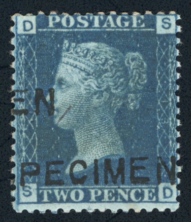 Stamp of Great Britain » 1854-70 Perforated Line Engraved 1858-76 2d blue SG pl.13 perf.14 on Dr. Perkins paper