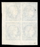 Stamp of France » Type Cérès de 1849-1850 1849, rare essai 1FR Cérès en bleu coin de feuille