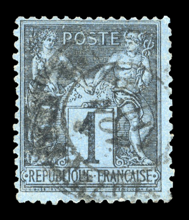 Stamp of France » Type Sage 1876-1900 1888, n°84 Sage 1c BLEU DE PRUSSE TB malgré une légère