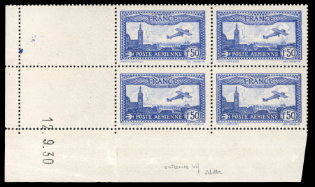 Stamp of France » Variétés et curiosités 1930, Poste aérienne n°6b OUTREMER VIF en bloc de quatre