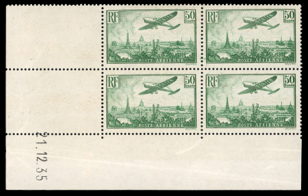 Stamp of France » Poste Aérienne 1930, Poste aérienne n°14 50fr vert avion survolant