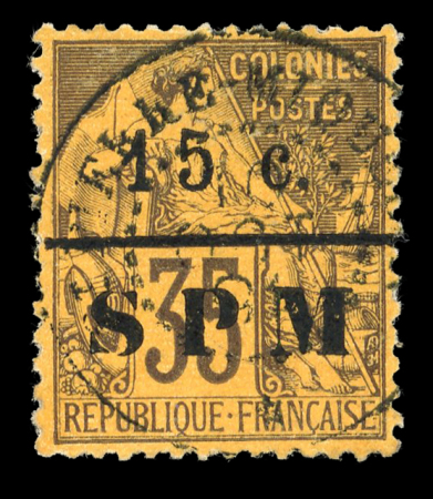 Stamp of Colonies françaises » St. Pierre et Miquelon 1885, Saint Pierre et Miquelon n°15 15c sur 35c violet