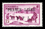 Stamp of Colonies françaises » St. Pierre et Miquelon 1941, Saint Pierre et Miquelon n°251 15c rose lilas