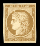 Stamp of France » Type Cérès de 1849-1850 1849 n°1 Cérès 10c bistre-jaune neuf** sans charnière