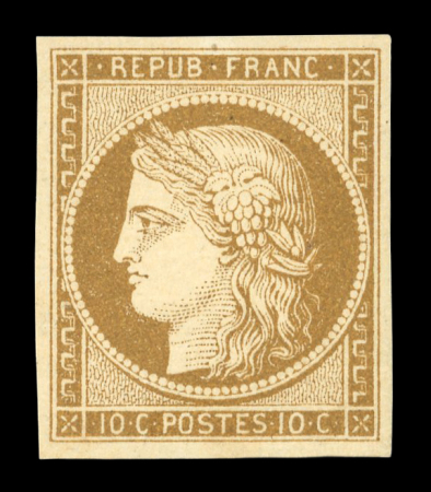 Stamp of France » Type Cérès de 1849-1850 1849 n°1 Cérès 10c bistre-jaune neuf** sans charnière