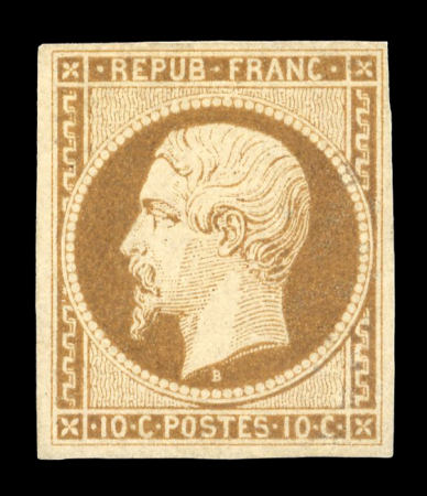 Stamp of France » Présidence de 1852 1852, n°9 Napoléon République 10c bistre-brun neuf(*)