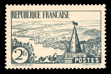 Stamp of France » Émissions à partir de 1900 1935, n°301A 1fr rivière bretonne ARDOISE neuf* TB.