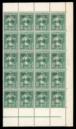 Stamp of France » Préoblitérés 1921, Préoblitéré n°24 POSTE PARIS 1921 sur 5c vert