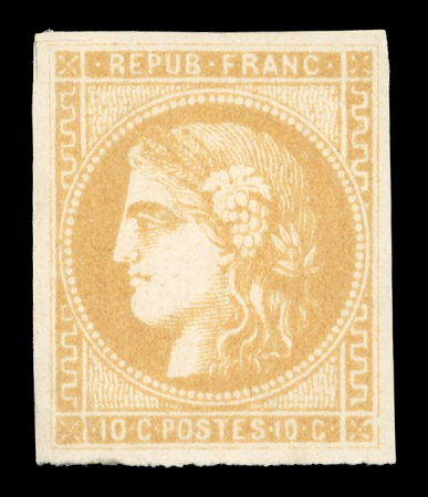 Stamp of France » Emission de Bordeaux 1870 1870, n°43Bc Cérès Bordeaux 10 bistre-CITRON neuf *