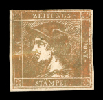 Stamp of Austria » Newspaper Stamps 1851 Golden Mercur Head; reprint of Mercur Head in golden
