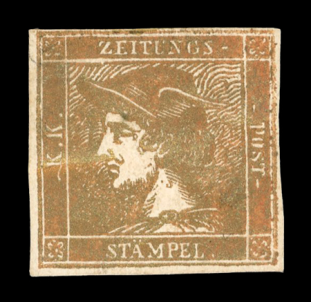 Stamp of Austria » Newspaper Stamps 1851 Golden Mercur Head; reprint of Mercur Head in golden