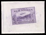 Stamp of New Guinea New Guinea 1935 Airplane £2 violet used, together with the famous Oneglia forgery on white paper in the form of a die proof.