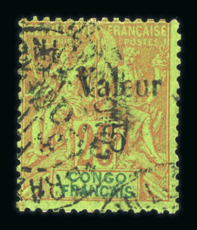 Stamp of Colonies françaises » Congo 1900 : type Groupe 20c avec surcharge valeur 5c/20c