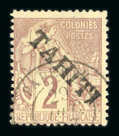 Stamp of Colonies françaises » Tahiti 1893, type Alphée Dubois 2 lilas-brun/paille YT n°