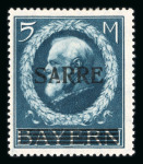 Stamp of Colonies françaises » Sarre 1920, 5m bleu YT n° 30 neuf *, très beau timbre signé
