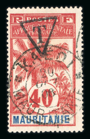 Stamp of Colonies françaises » Mauritanie 1906, timbre-taxe 40c rouge/gris YT n° 6 oblitération