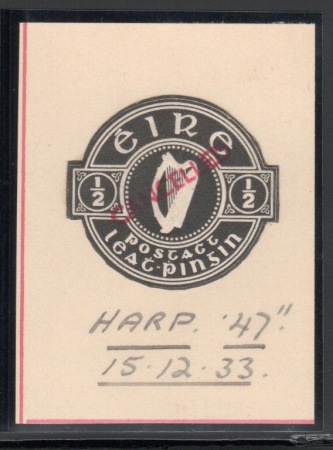 Stamp of Ireland » Postal Stationery 1925 Envelope stamp: 1/2d embossed die proof in black,