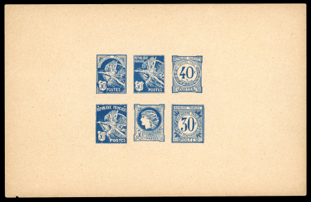 Stamp of France » Émissions à partir de 1900 1918 : essai de six timbres bleus non émis sur feuillet