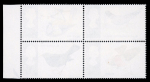 Stamp of Great Britain » Queen Elizabeth II GB 1966 Birds 4d (ordinary paper) se-tenant block of four with bright blue omitted variety, mint n.h. right marginal