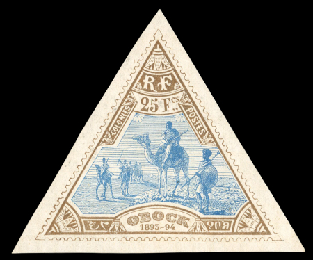 Stamp of Colonies françaises » Obock 1894, 25f bistre et bleu YT n° 63 neuf *, infime trace