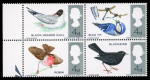 Stamp of Great Britain » Queen Elizabeth II GB 1966 Birds 4d (ordinary paper) se-tenant block of four with greenish-yellow omitted variety, mint n.h. left marginal,