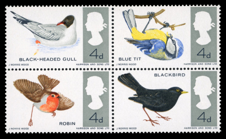 Stamp of Great Britain » Queen Elizabeth II 1966 Birds 4d group incl. British Philatelic Exhibition