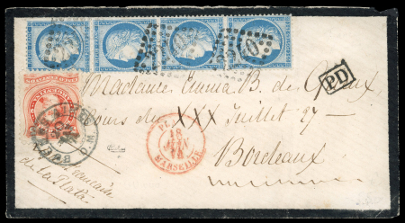 Stamp of France » Emission Cérès 1871-72 1874, Affranchissement mixte France / Argentine sur