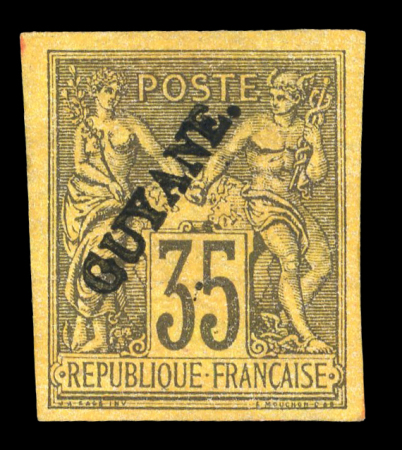 Stamp of Colonies françaises » Guyane française 1892, type Groupe 35c violet-noir/jaune YT n° 12 neuf