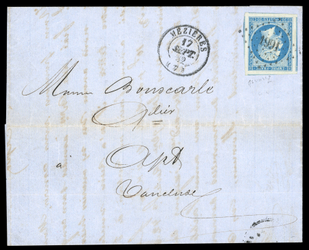 Stamp of France » Empire 1853-1862 1862, Napoléon Y&T n°14B 20c bleu sur vert oblitéré