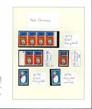 Stamp of Great Britain » Queen Elizabeth II GB 1966 Christmas group incl. 1s6d with gold omitted