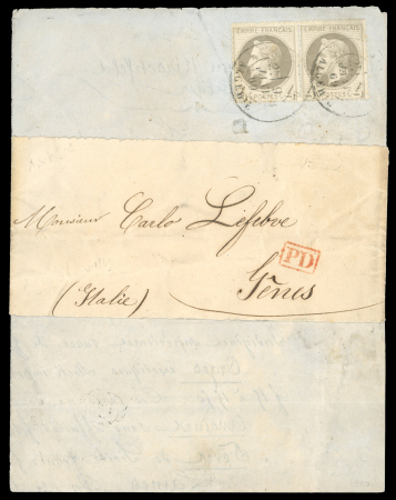 Stamp of France » Empire Lauré 1863-1870 1869, Napoléon lauré Y&T n°27 en paire oblitérée cad